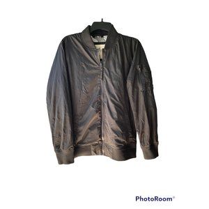 Hollister Black Bomber Coat, Camo lining Mens Sz XS